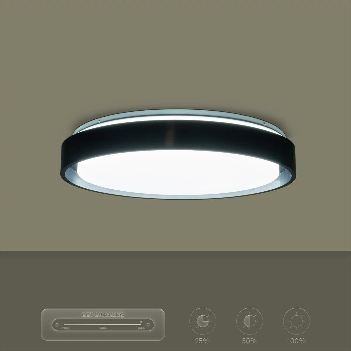 BARCHETTA KLV-101-0265-V2 Φωτιστικό Οροφής LED 72W 7200lm 120° AC 220-240V IP20 Ρυθμιζόμενο Λευκό CCT με Χειριστήριο από 2700K έως 6000K Dimmable - Lumileds SMD Chip - Μαύρο Ματ - Μ48 x Π48 x Υ8.2