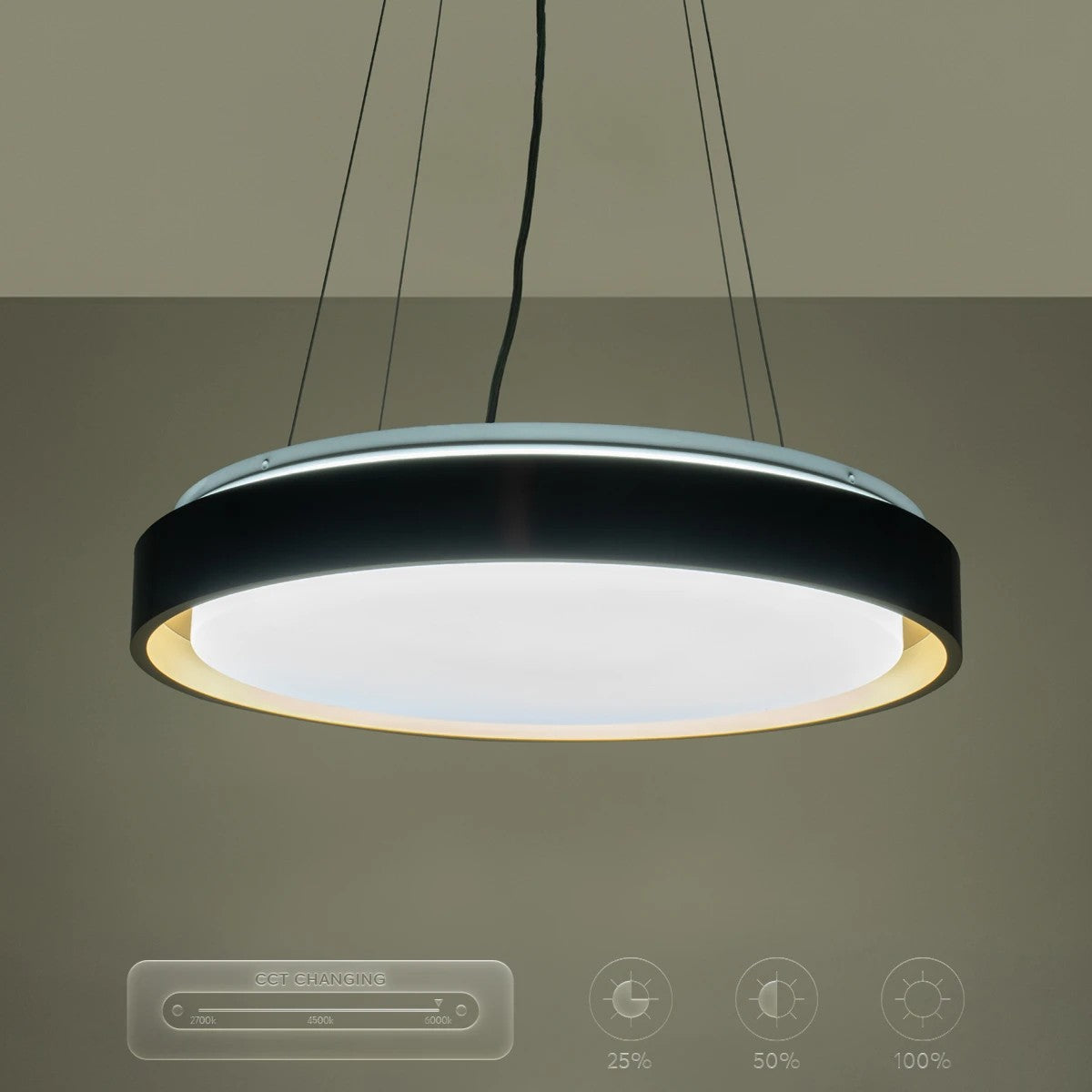BARCHETTA KLV-101-0266 Κρεμαστό Φωτιστικό Οροφής LED 72W 7200lm 120° AC 220-240V IP20 Ρυθμιζόμενο Λευκό CCT με Χειριστήριο από 2700K έως 6000K Dimmable - Lumileds SMD Chip - Μαύρο & Σαμπανιζέ Χρυσό Ματ - Μ48 x Π48 x Υ8.2