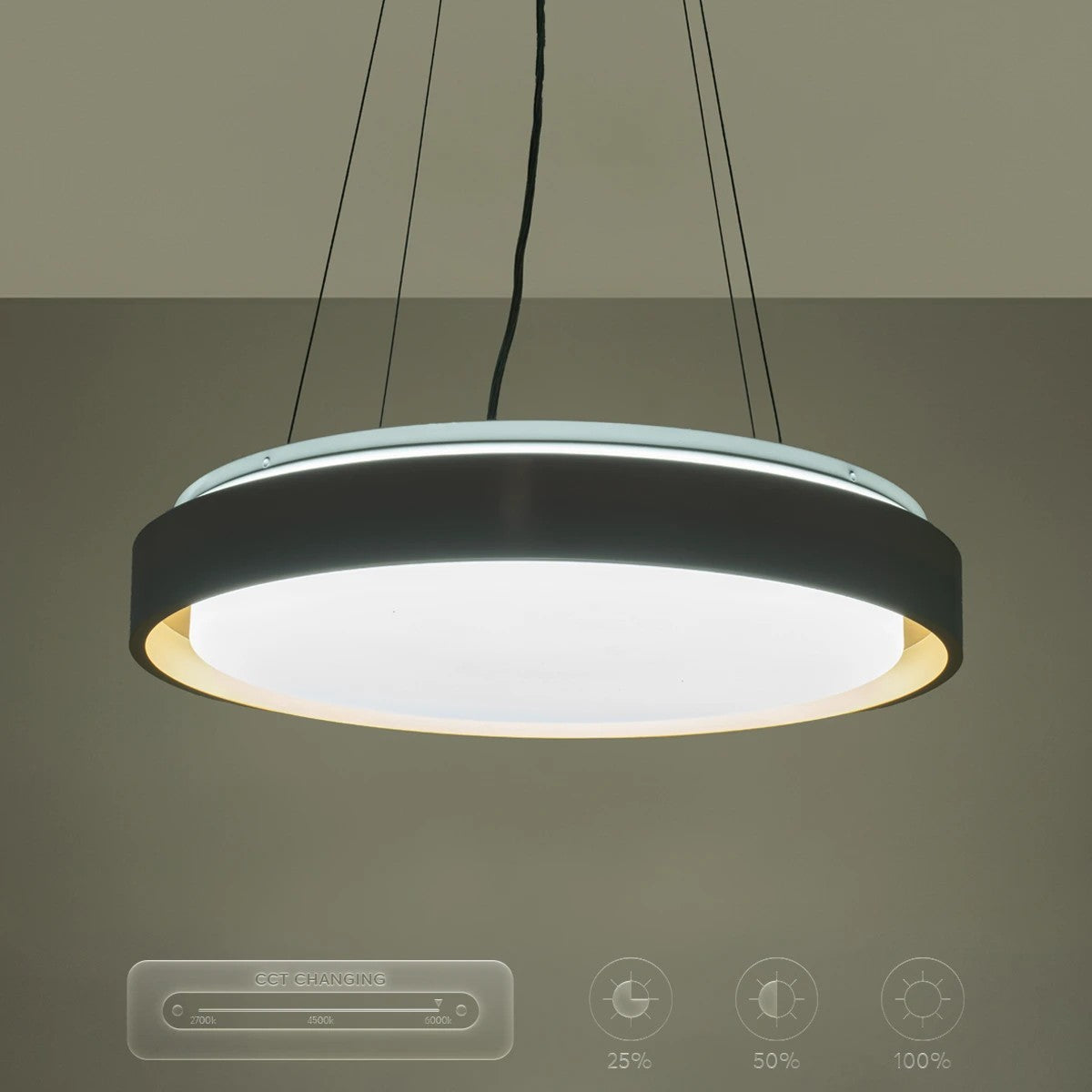 BARCHETTA KLV-101-0267 Κρεμαστό Φωτιστικό Οροφής LED 72W 7200lm 120° AC 220-240V IP20 Ρυθμιζόμενο Λευκό CCT με Χειριστήριο από 2700K έως 6000K Dimmable - Lumileds SMD Chip - Λευκό & Σαμπανιζέ Χρυσό Ματ - Μ48 x Π48 x Υ8.2