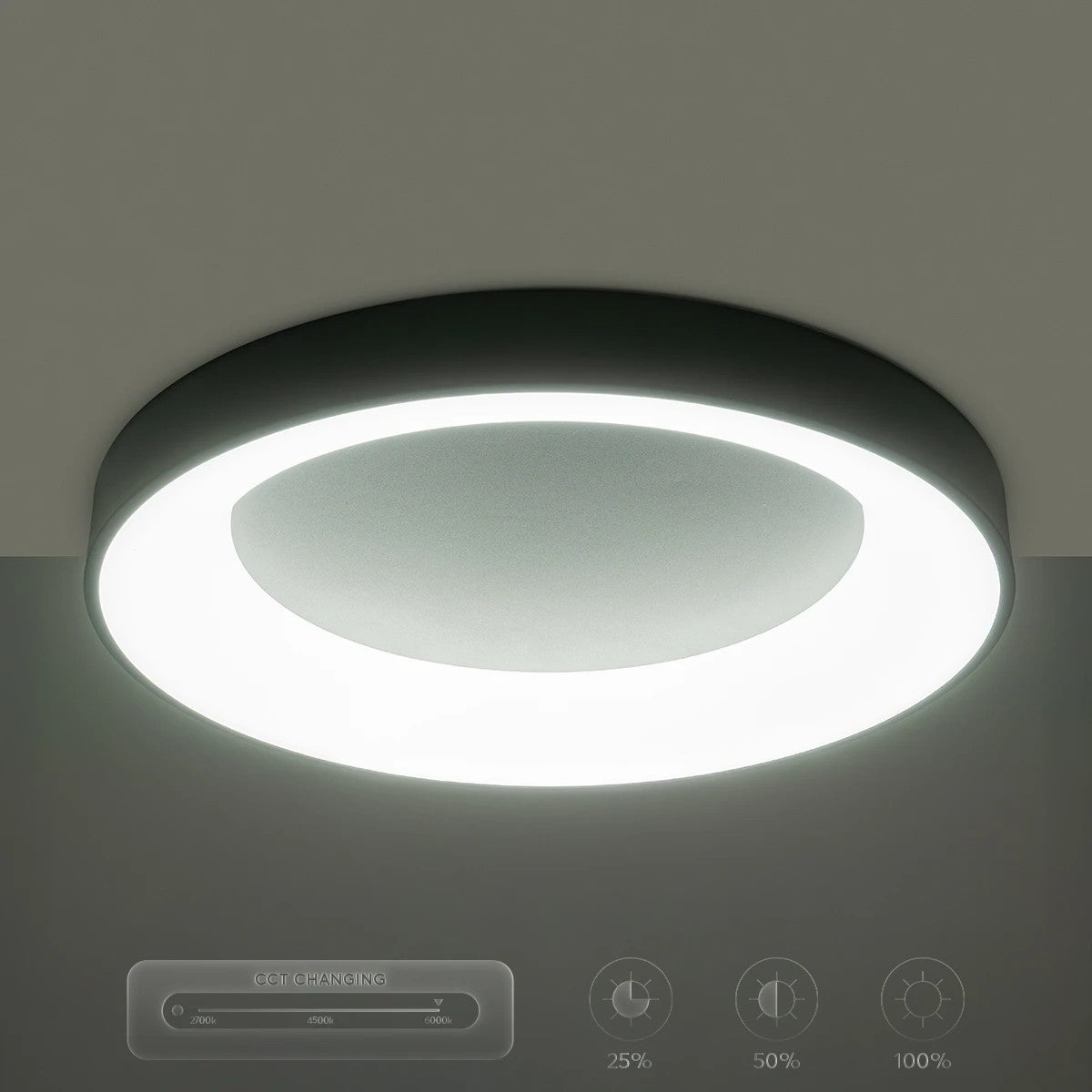 SALEM KLV-101-0277 Φωτιστικό Οροφής LED 75W 7500lm 120° AC 220-240V IP20 Ρυθμιζόμενο Λευκό CCT με Χειριστήριο από 2700K έως 6000K Dimmable - Lumileds SMD Chip - Μαύρο Ματ - Μ45 x Π45 x Υ9.5