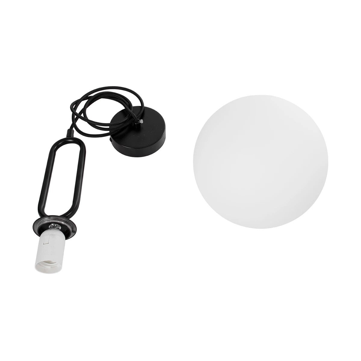BELLISSIMO KLV-101-0373 Κρεμαστό Φωτιστικό Οροφής για Λάμπα με Ντουί E27 AC 220-240V IP20 - Μαύρο Ματ & Λευκό - Μ20 x Π20 x Υ42