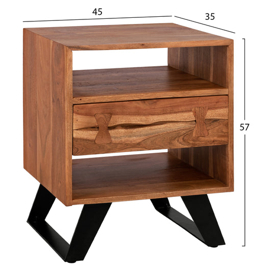 ΚΟΜΟΔΙΝΟ FANSI ΑΠΟ ΜΑΣΙΦ ΞΥΛΟ ΑΚΑΚΙΑΣ 45x35x57