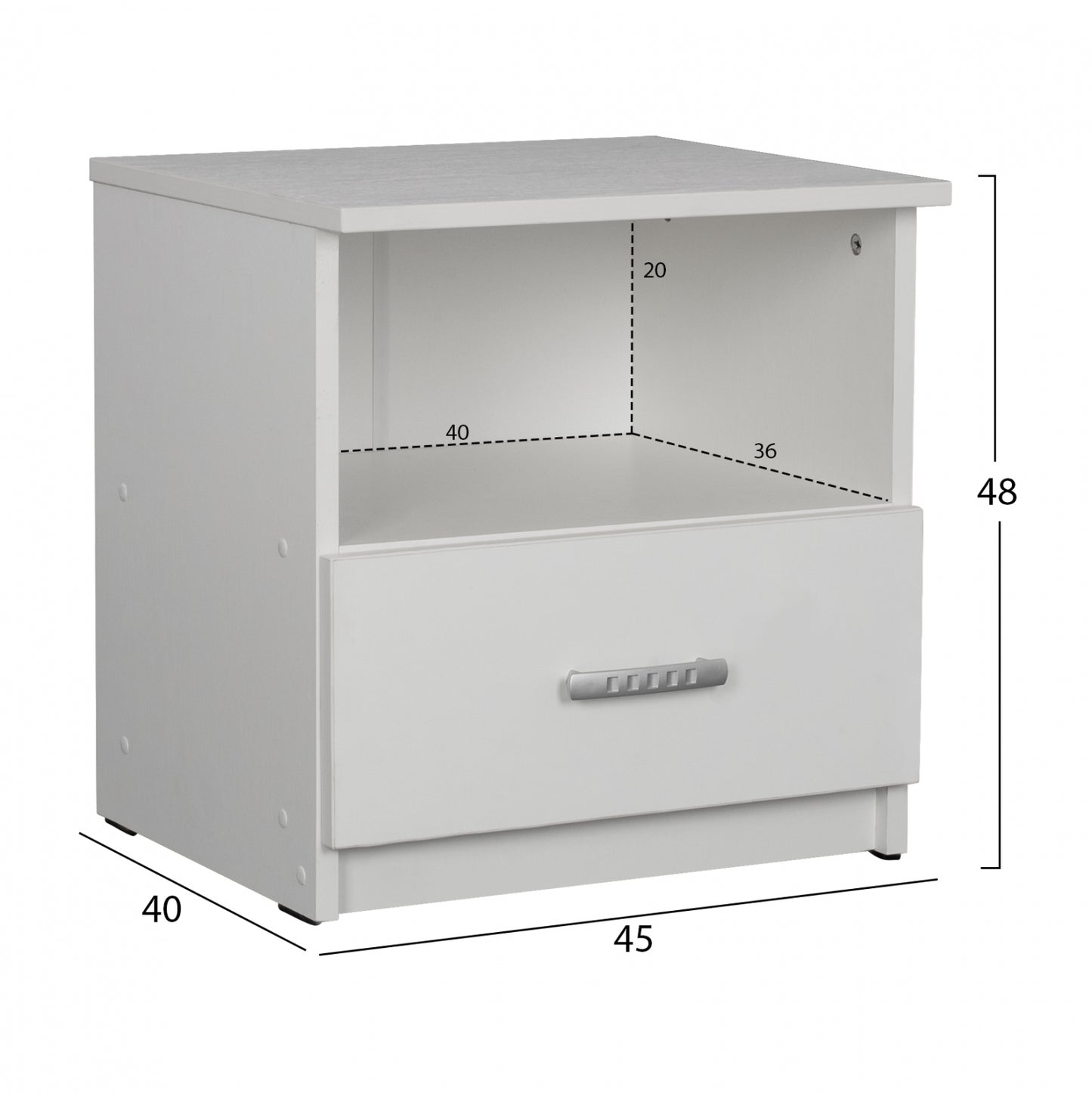 ΚΟΜΟΔΙΝΟ ADLER ΜΕΛΑΜΙΝΗΣ ΛΕΥΚΟ 45x40x48