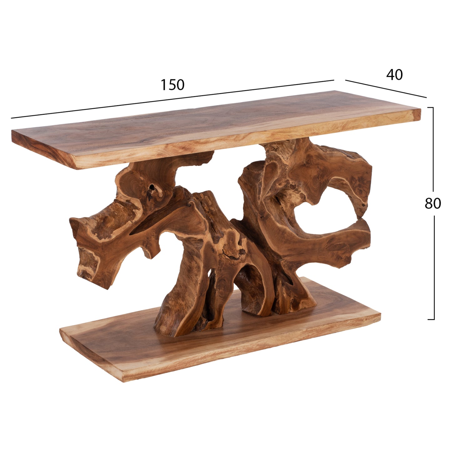 ΚΟΝΣΟΛΑ ΑΠΟ ΜΑΣΙΦ ΞΥΛΟ ΤEAK ΦΥΣΙΚΟ 150x40x80