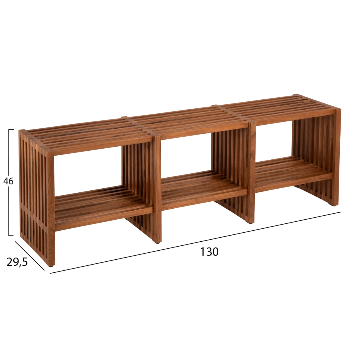 ΚΟΝΣΟΛΑ TV NYA ΜΑΣΙΦ ΞΥΛΟ TEAK ΣΕ ΦΥΣΙΚΟ ΧΡΩΜΑ 130x29,5x46