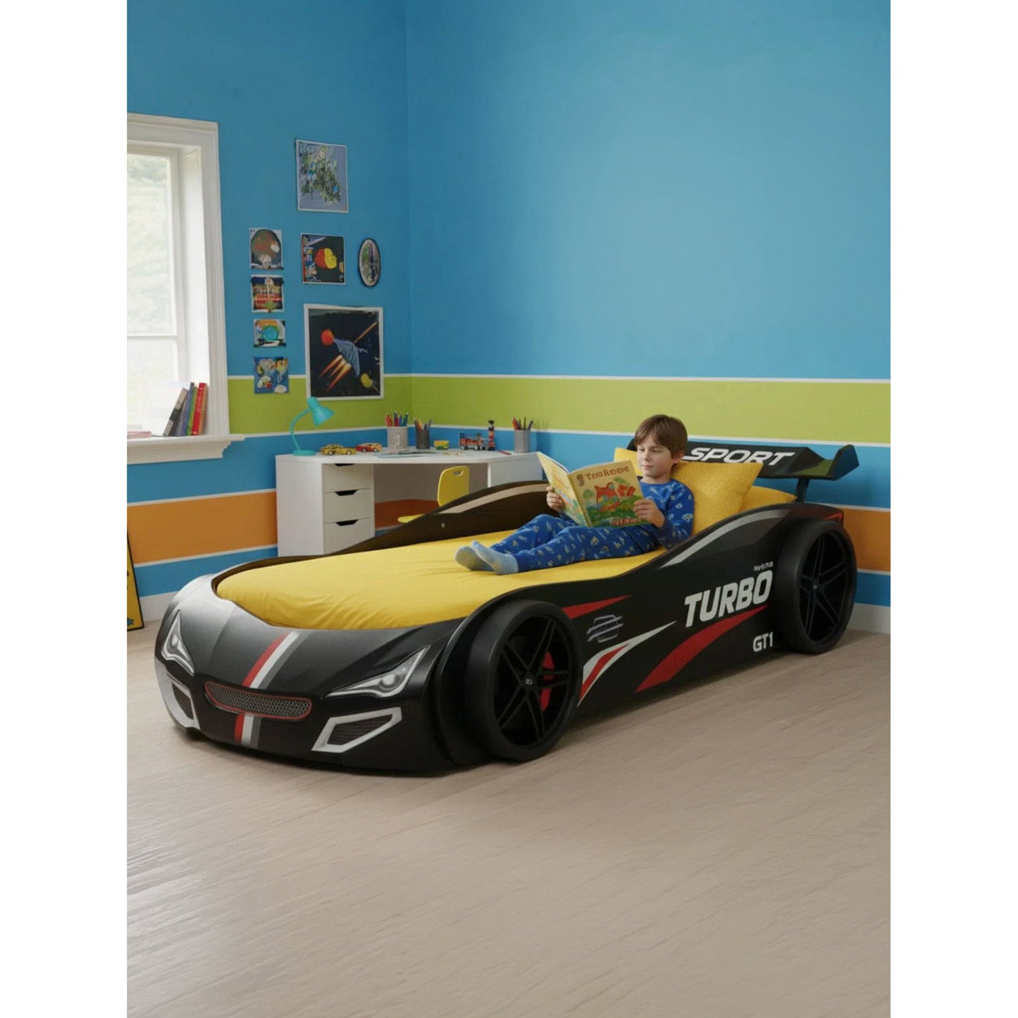 Children's Bed Turbo Plus Black 109x225x65