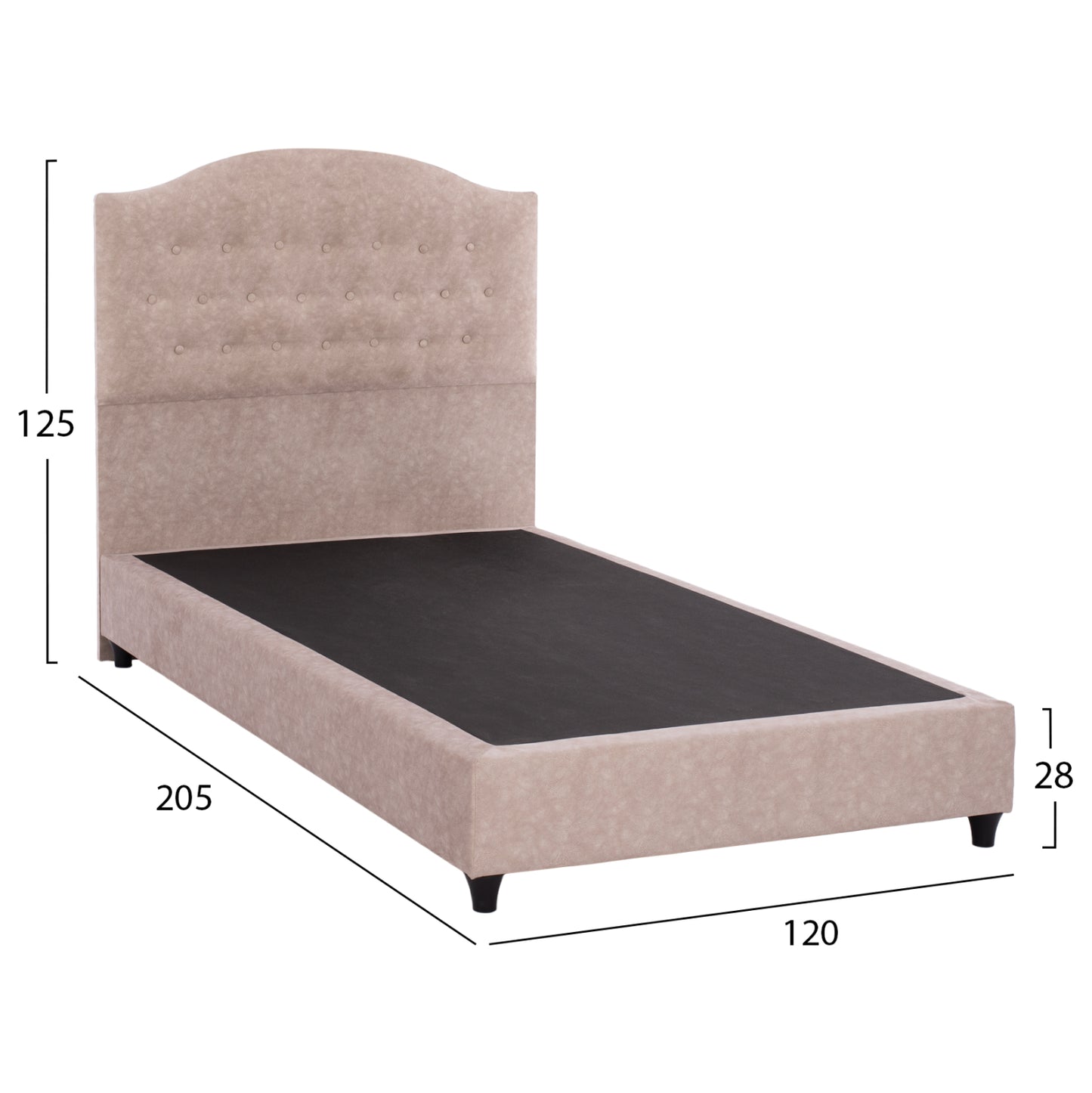ΚΡΕΒΑΤΙ MALENA ΑΠΟ ΜΠΕΖ ΥΦΑΣΜΑ NUBUCK ΓΙΑ ΣΤΡΩΜΑ 120x200εκ