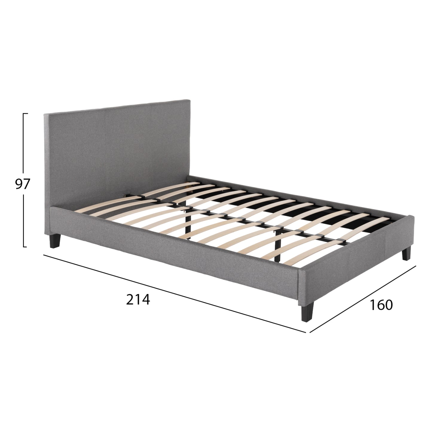 ΚΡΕΒΑΤΙ BECCA ΑΠΟ ΥΦΑΣΜΑ ΓΚΡΙ ΓΙΑ ΣΤΡΩΜΑ 150x200εκ