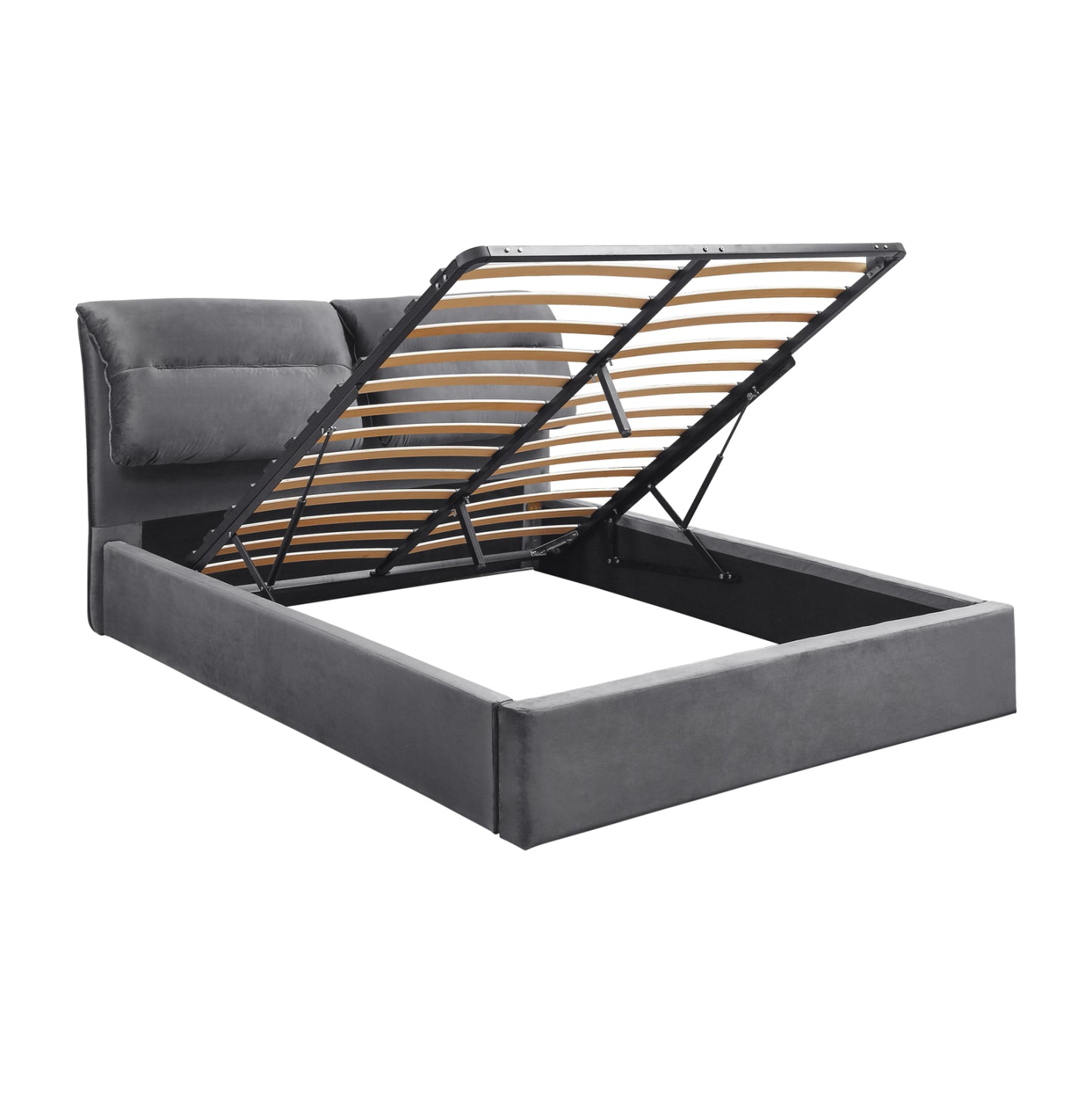 KENDRA BED VELVET GREY WITH STORAGE SPACE 160x200cm