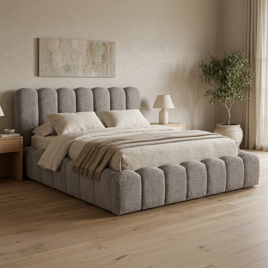 ΚΡΕΒΑΤΙ ΔΙΠΛΟ MARIUS ΓΚΡΙ CHENILLE ΥΦΑΣΜΑ ΓΙΑ ΣΤΡΩΜΑ 160x200εκ