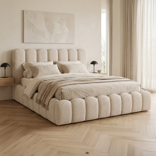 ΚΡΕΒΑΤΙ ΔΙΠΛΟ MARIUS ΜΠΕΖ CHENILLE ΥΦΑΣΜΑ ΓΙΑ ΣΤΡΩΜΑ 160x200εκ