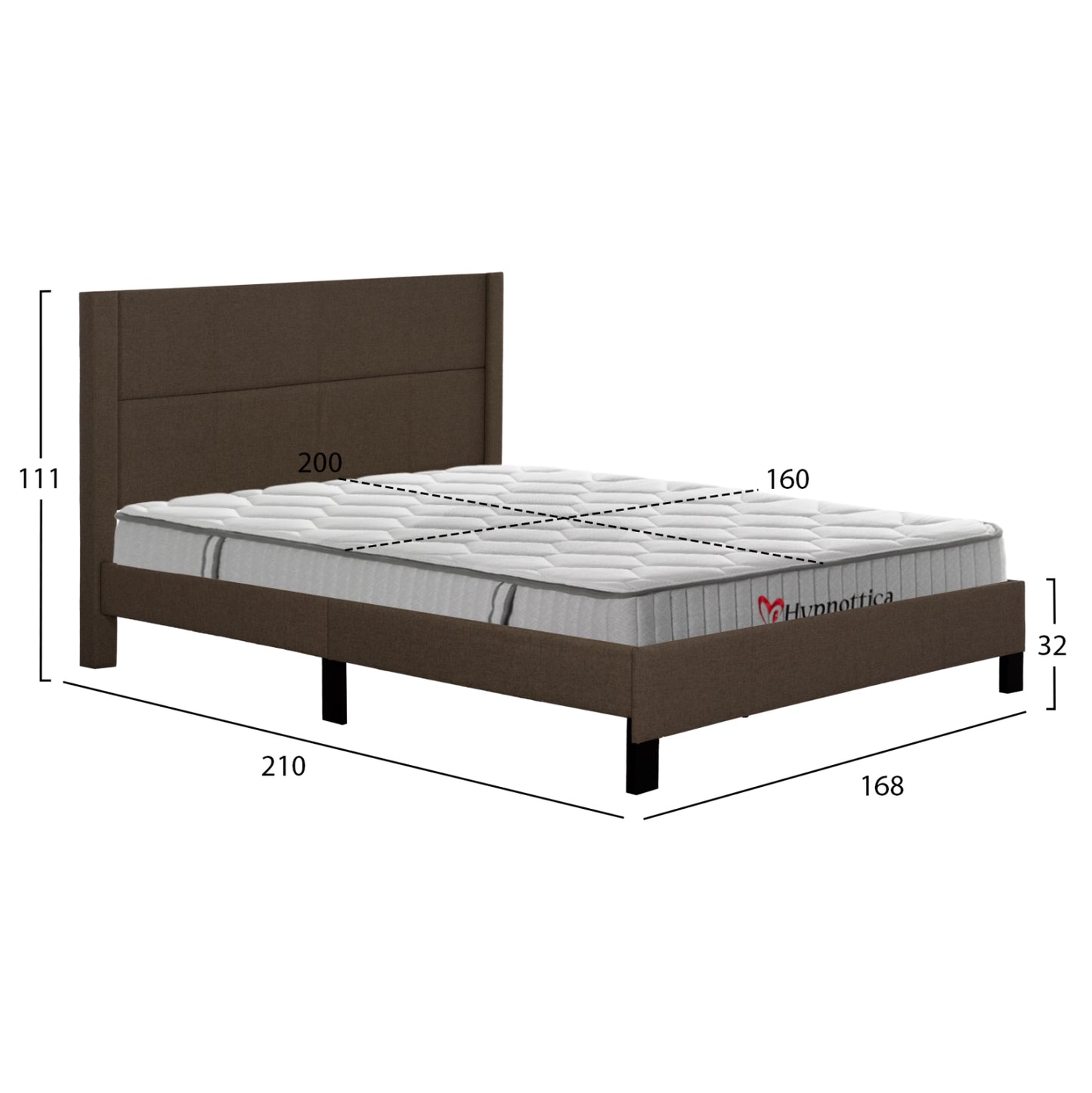 ΚΡΕΒΑΤΙ ΔΙΠΛΟ & ΣΤΡΩΜΑ TRILLOP ΚΑΦΕ ΥΦΑΣΜΑ ΓΙΑ 160x200εκ