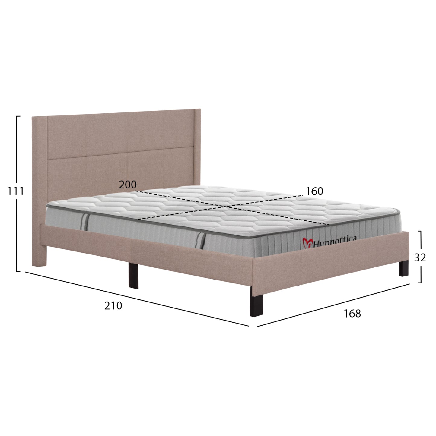 ΚΡΕΒΑΤΙ ΔΙΠΛΟ & ΣΤΡΩΜΑ TRILLOP ΜΠΕΖ ΥΦΑΣΜΑ ΓΙΑ 160x200εκ