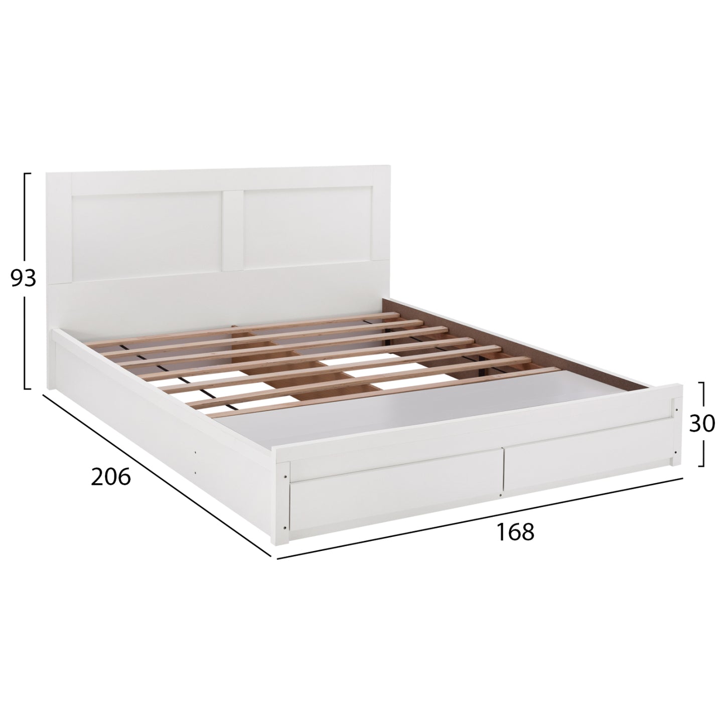 ΚΡΕΒΑΤΙ CAPRI ΜΕ 2 ΣΥΡΤΑΡΙΑ ΛΕΥΚΟ ΓΙΑ ΣΤΡΩΜΑ 160x200εκ