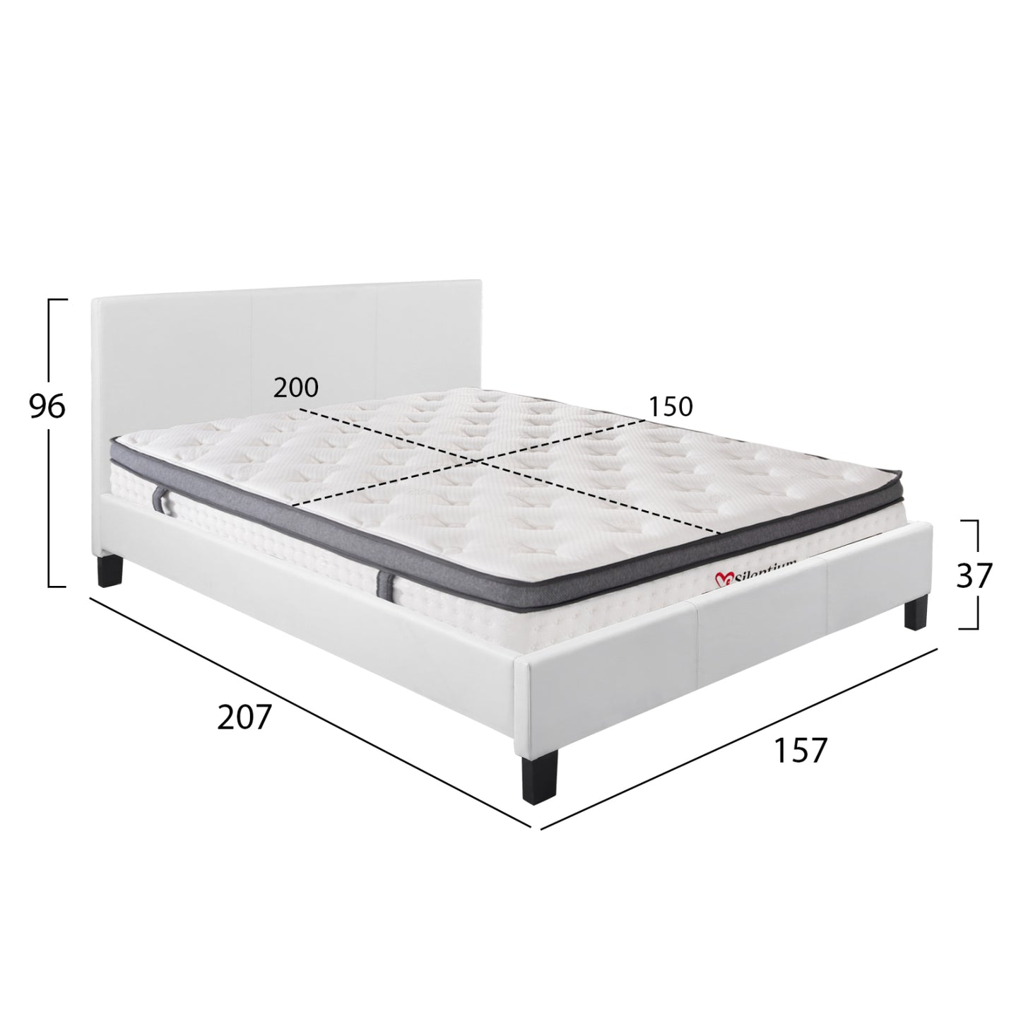 ΚΡΕΒΑΤΙ ΜΕ ΣΤΡΩΜΑ BECCA ΛΕΥΚΟ PU ΓΙΑ 150x200εκ