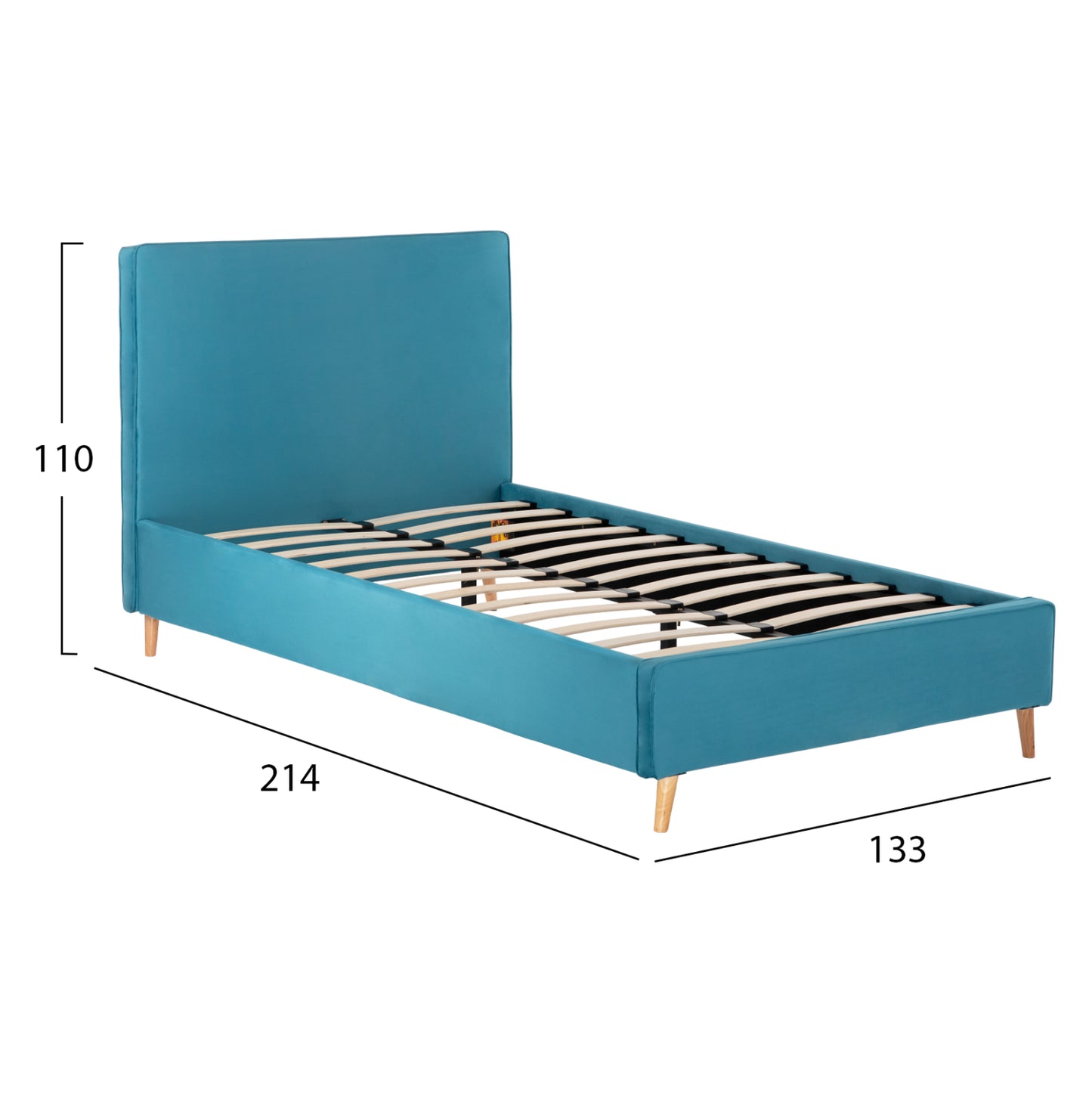 ΚΡΕΒΑΤΙ MAYLIN ΜΕ ΤΙΡΚΟΥΑΖ ΒΕΛΟΥΔΟ ΓΙΑ ΣΤΡΩΜΑ 120x200εκ
