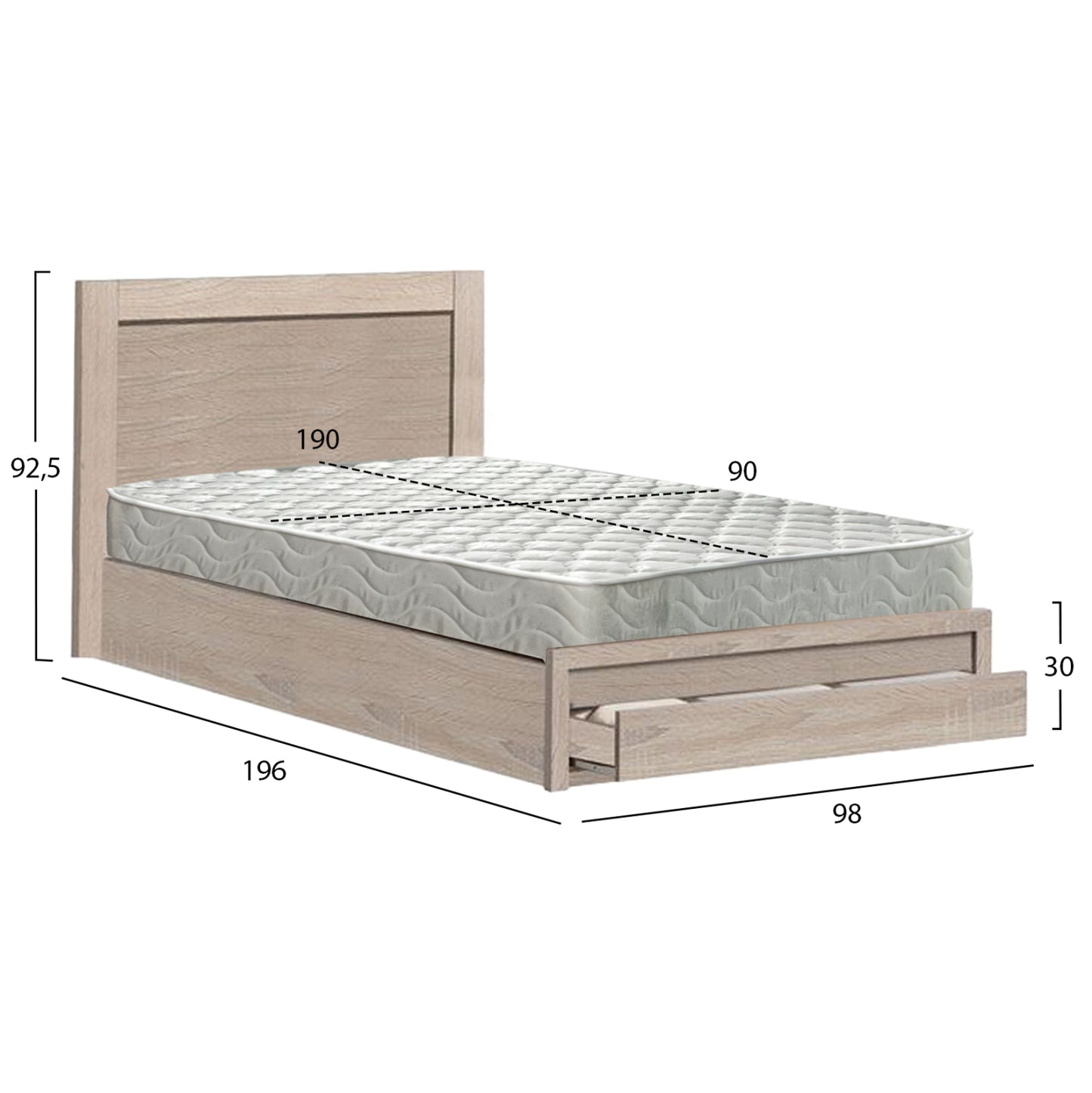 ΚΡΕΒΑΤΙ ΜΟΝΟ ΜΕ ΣΥΡΤΑΡΙ & ΣΤΡΩΜΑ MELANY ΜΕΛΑΜΙΝΗ SONAMA ΓΙΑ 90x190εκ