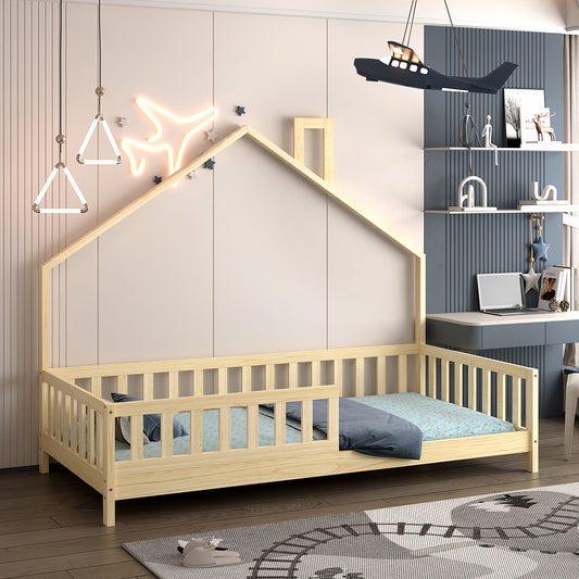 ΚΡΕΒΑΤΙ ΠΑΙΔΙΚΟ HOUSER τ.MONTESSORI ΞΥΛΟ ΠΕΥΚΟ ΦΥΣΙΚΟ ΓΙΑ 190x90εκ