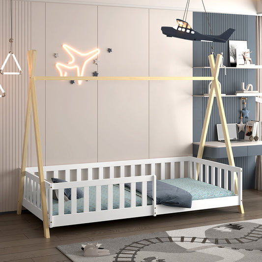ΚΡΕΒΑΤΙ ΠΑΙΔΙΚΟ ΜΕ ΚΑΓΚΕΛΑ MUNK τ.MONTESSORI ΠΕΥΚΟ ΦΥΣΙΚΟ ΛΕΥΚΟ 190x90εκ