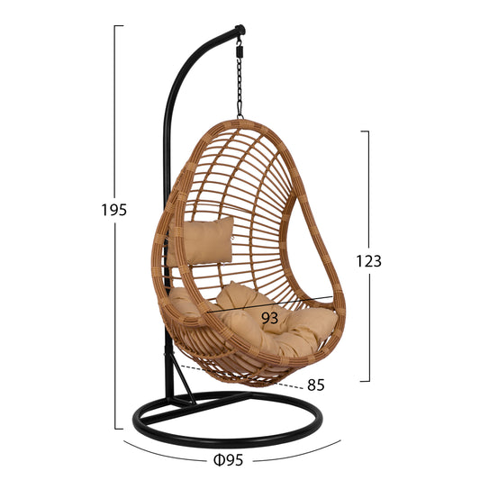 ΚΡΕΜΑΣΤΗ ΠΟΛΥΘΡΟΝΑ ΦΩΛΙΑ CALLIE ΜΕ WICKER & ΜΑΞΙΛΑΡΙΑ ΜΠΕΖ Φ95x195