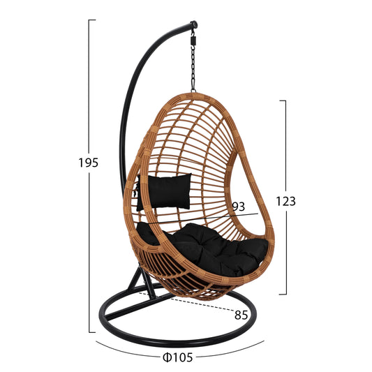 ΚΡΕΜΑΣΤΗ ΠΟΛΥΘΡΟΝΑ ΦΩΛΙΑ CALLIE ΜΕ ΜΠΕΖ WICKER & ΜΑΥΡΑ ΜΑΞΙΛΑΡΙΑ Φ105x195