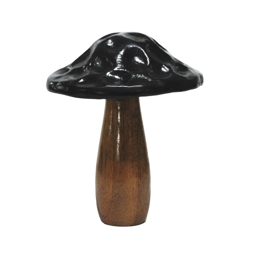 Επιτραπέζιο Διακοσμητικό Μανιτάρι από Ξύλο & Μέταλλο Καφέ/Μαύρο 11.5x11.5x14