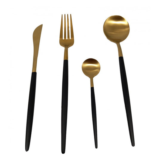 Μαχαιροπίρουνα Ανοξείδωτα Μαύρα/Χρυσά (24 Τεμ.)