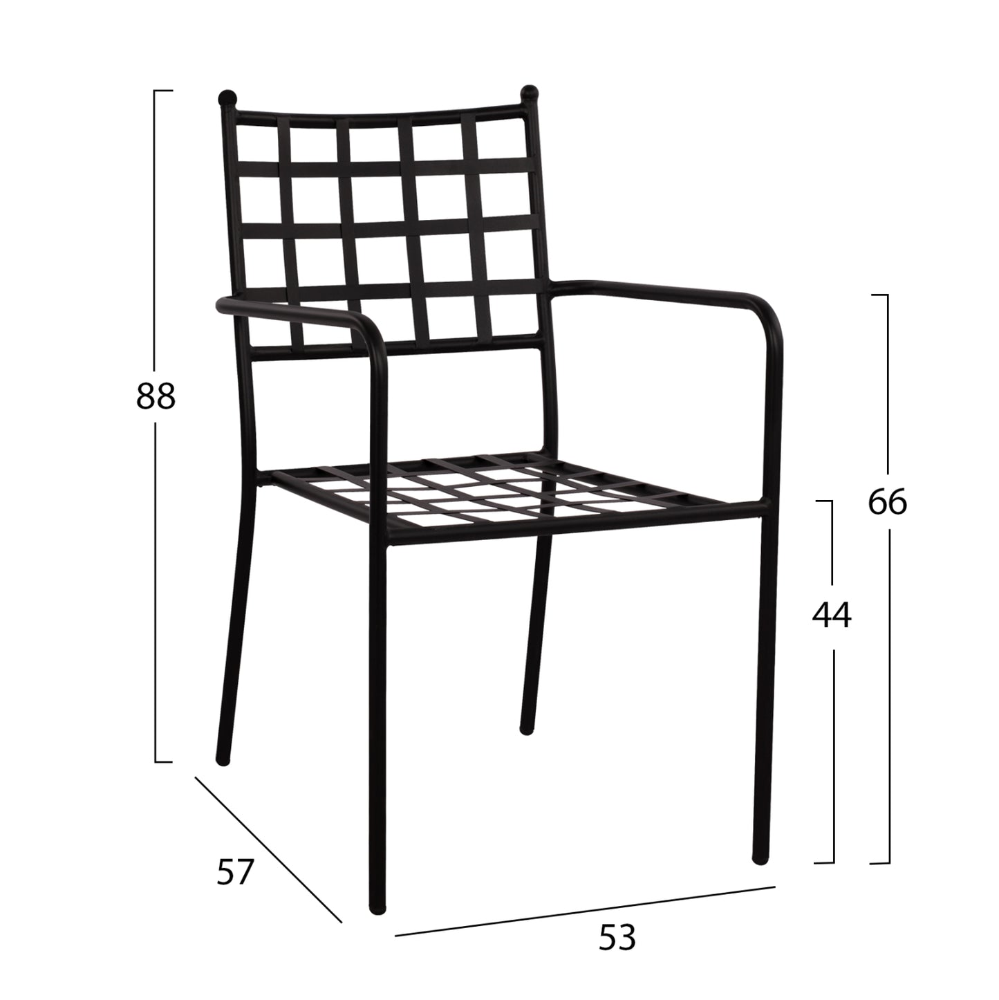 REAGAN METAL ARMCHAIR IN BLACK SHADE 46x58x88