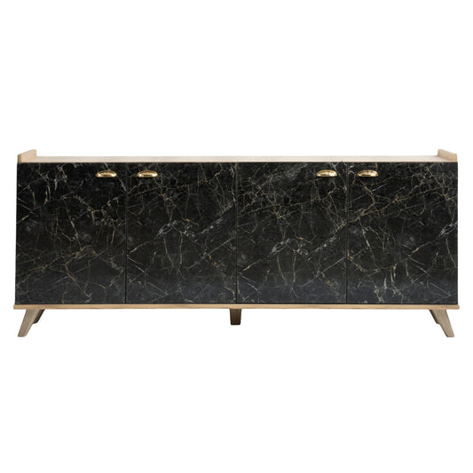 ΜΠΟΥΦΕΣ ΜΕΛΑΜΙΝΗΣ NATURAL WOOD ΜΑΥΡΟ ΜΑΡΜΑΡΟ 180x41x77,8