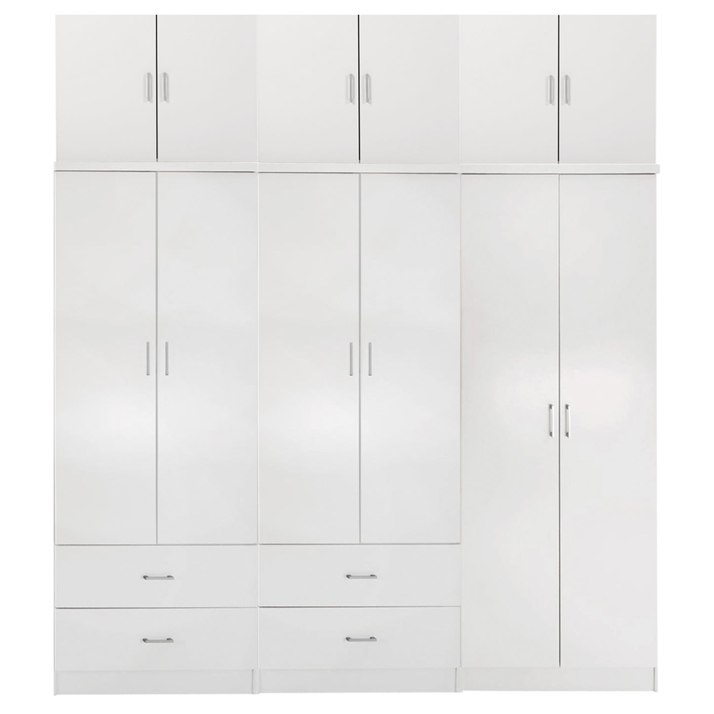 WARDROBE REINA 6-DOOR 4-DRAWER OVERHEAD UNIT MELAMINE IN WHITE 240x43x241