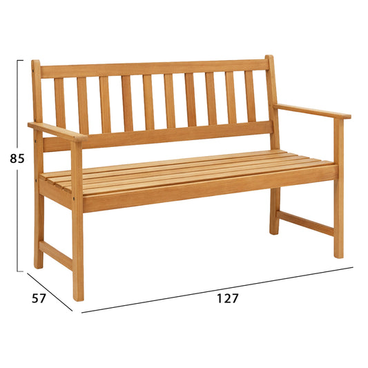 OUTDOOR 2-SEATER BENCH FORNEL ACACIA WOOD IN NATURAL 122x57x85