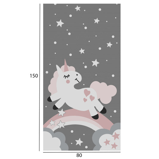 ΠΑΙΔΙΚΟ ΧΑΛΙ ΜΕ ΚΡΟΣΙΑ KIDDER UNICORN ΓΚΡΙ 80x150εκ