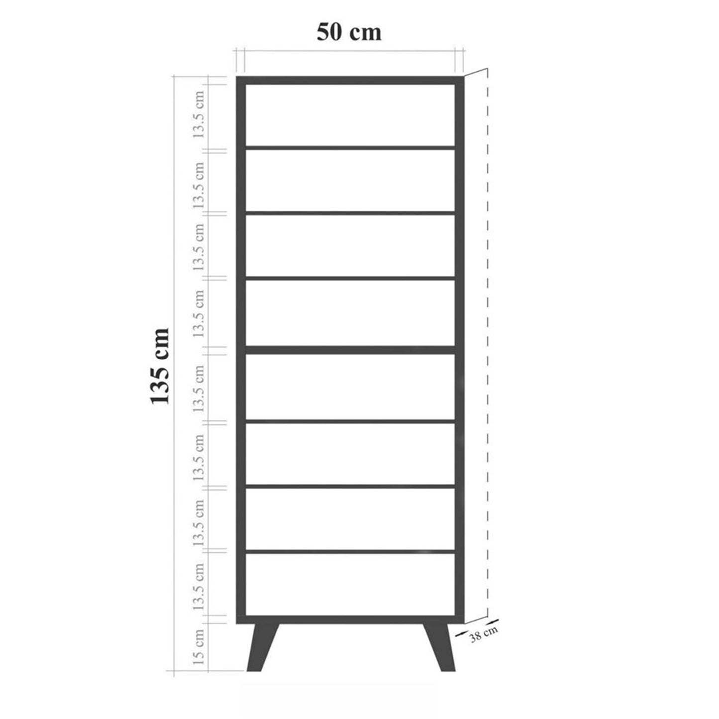 SHOE CABINET-CUPBOARD ALVARO MELAMINE NATURAL WOOD 50x38x135