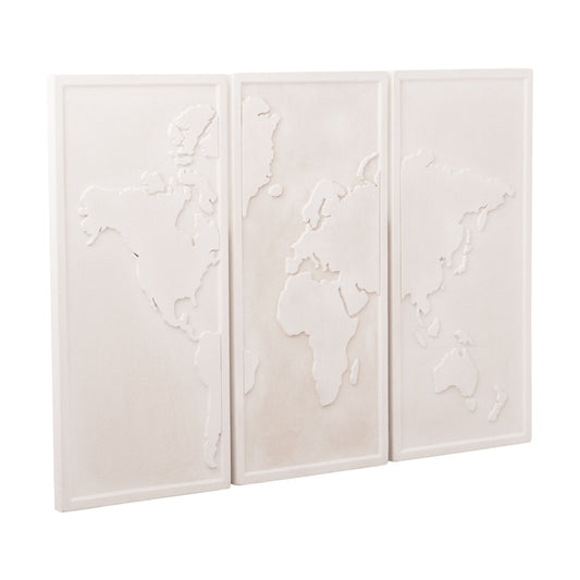 ΠΙΝΑΚΑΣ 3ΠΤΥΧΟΣ WORLD MAP SANTORINI MDF ΣΕ ΥΠΟΛΕΥΚΟ ΧΡΩΜΑ 180x4x120