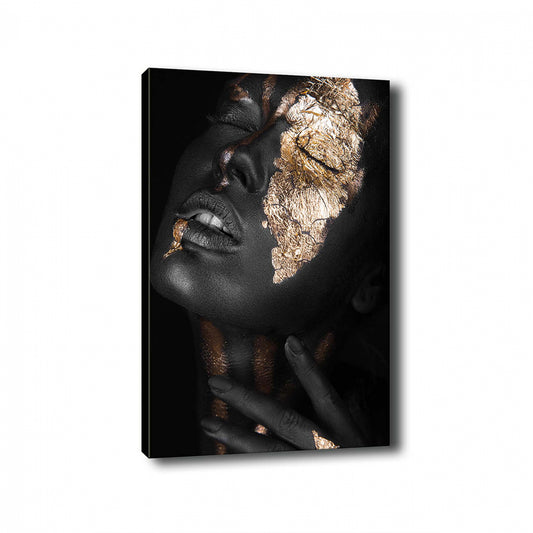 ΠΙΝΑΚΑΣ ΚΑΜΒΑΣ DARK SKINNED GIRL WITH GOLD MAKEUP 50x3x70