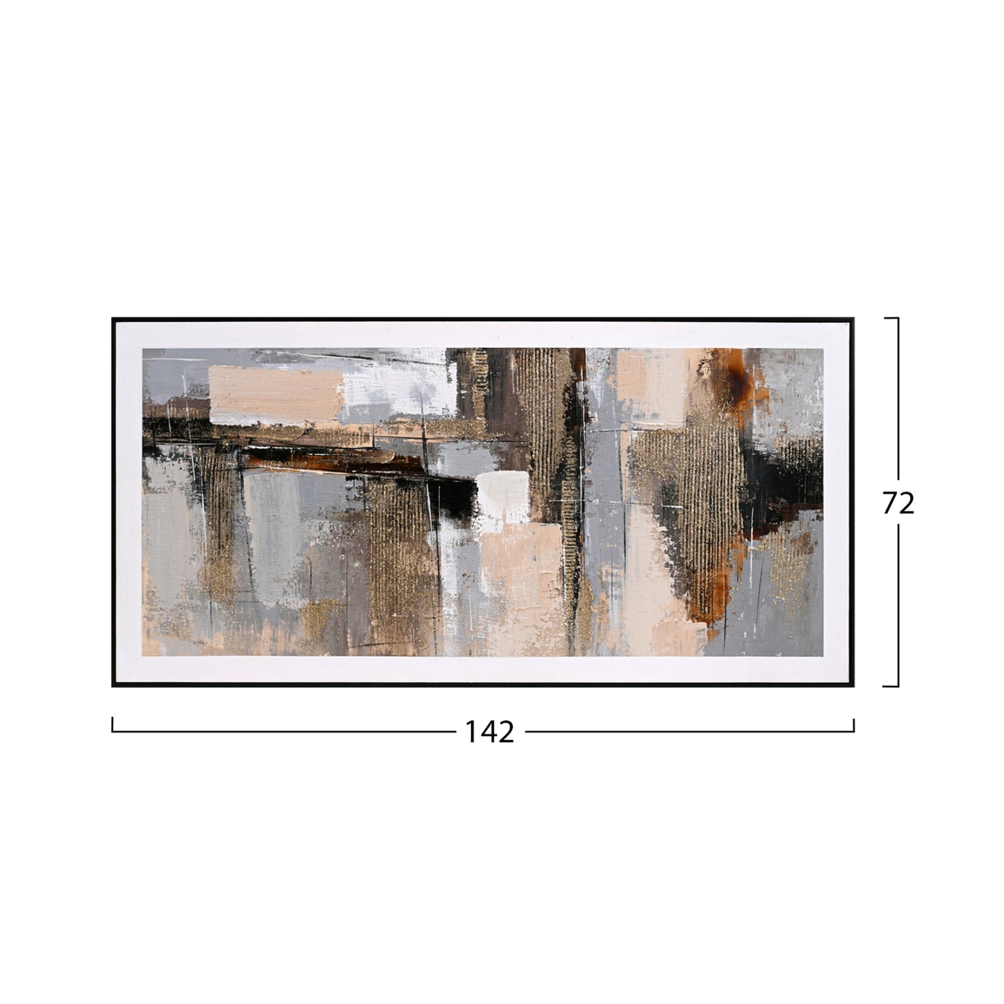 SEDIMENT WALL CANVAS WITH BLACK FRAME 142x4.5x72