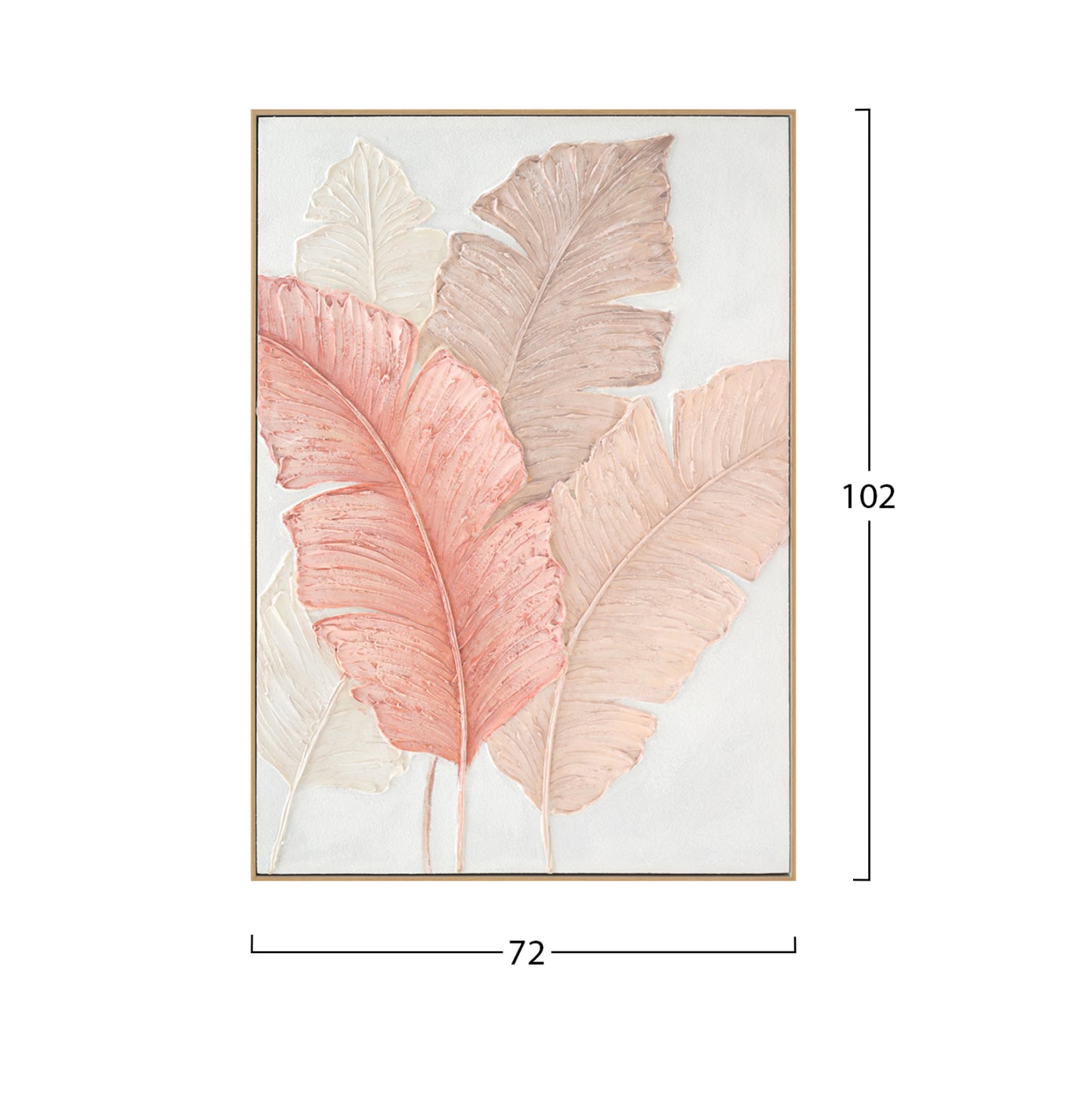 WALL ART TROPICO WITH BEIGE CANVAS FRAME WIDE LEAVES 72x4,5x102