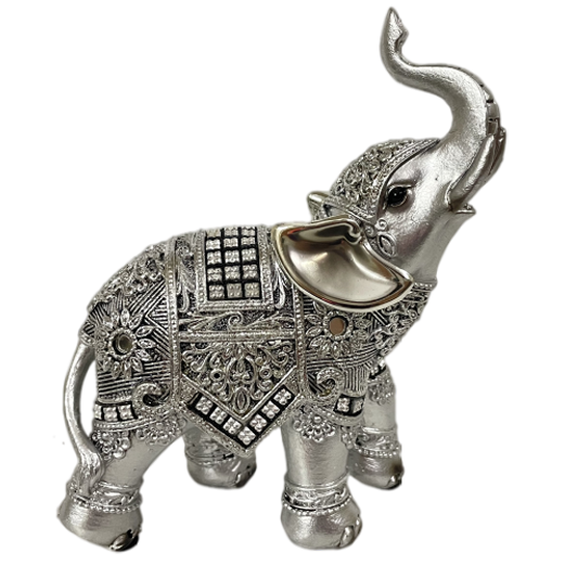 Διακοσμητικός Ελέφαντας Πολυεστερικός σε Ασημί Χρώμα 13x6x16