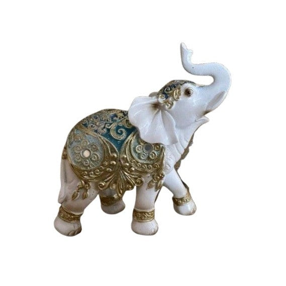 Διακοσμητικός Ελέφαντας Πολυεστερικός σε Λευκό/Χρυσό 10x5x11