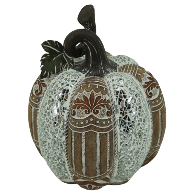 Διακοσμητική Πολυεστερική Κολοκύθα Ασημί-Καφέ 15x15x19