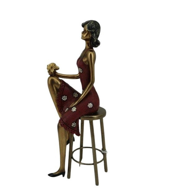 Διακοσμητική Πολυεστερική Κοπέλα με Κόκκινο Φόρεμα 10x7x25