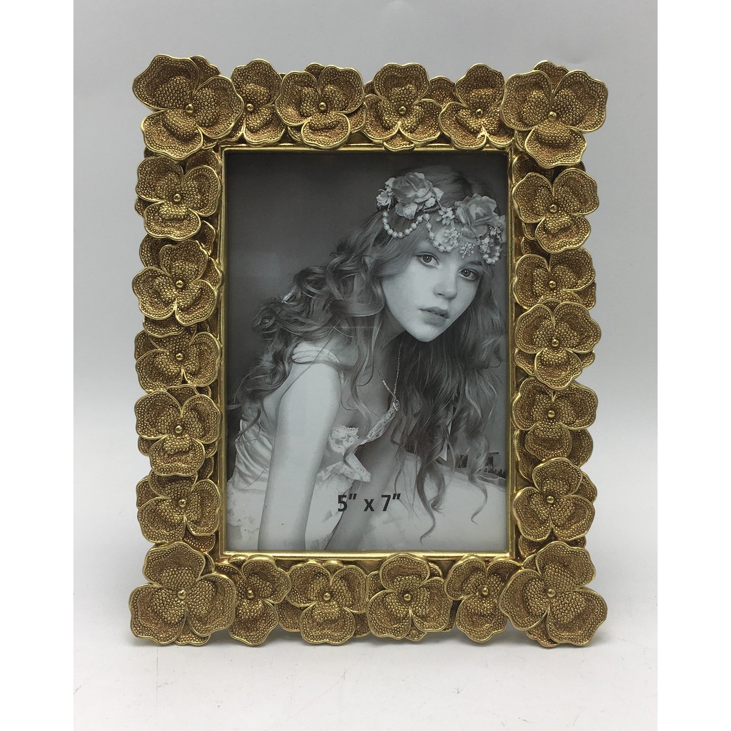 Κορνίζα Polyresin Χρυσή Ανάγλυφη Λουλούδια 13×18εκ