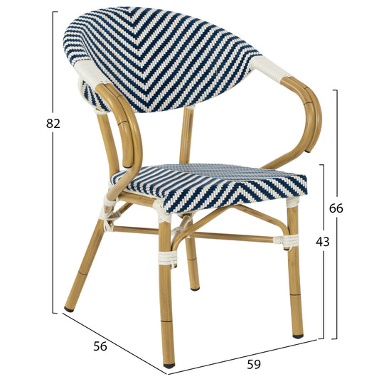 ΠΟΛΥΘΡΟΝΑ BAMBOO LOOK ΜΠΛΕ ΛΕΥΚΟ 59x56x82