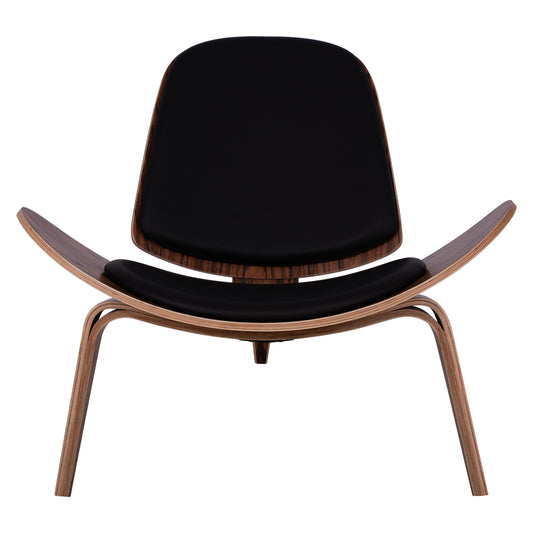 SUPERIOR PLUS ARMCHAIR WALNUT WITH BLACK PU CUSHION 89x83x76