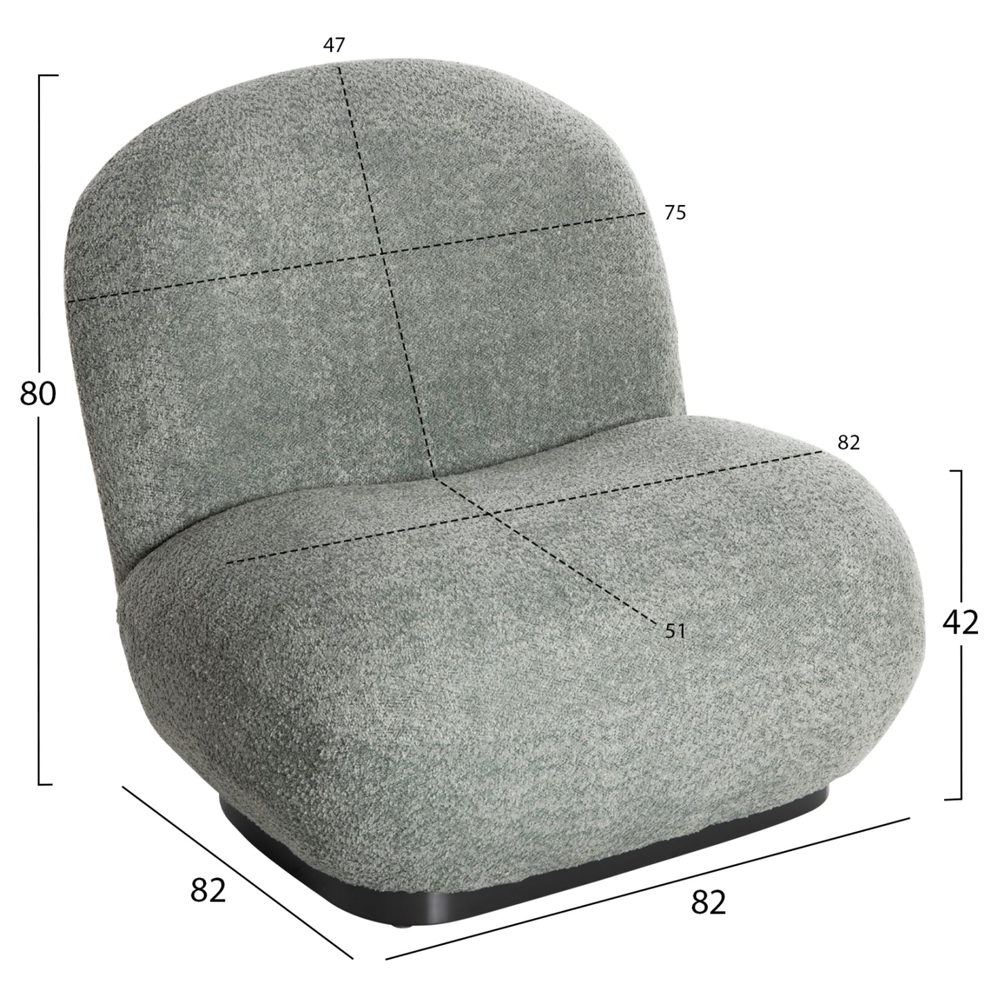 ARMCHAIR BEANY PEANUT BOUCLE FABRIC 85x82x77