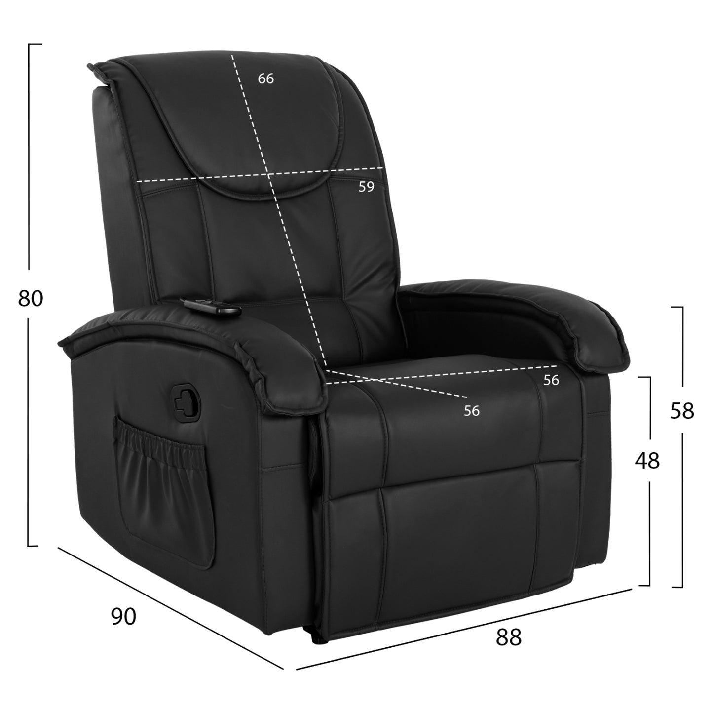 ΠΟΛΥΘΡΟΝΑ RELAX ΜΕ ΜΗΧΑΝΙΣΜΟ MASSAGE ROCCA PU ΜΑΥΡΟ 88x90x80
