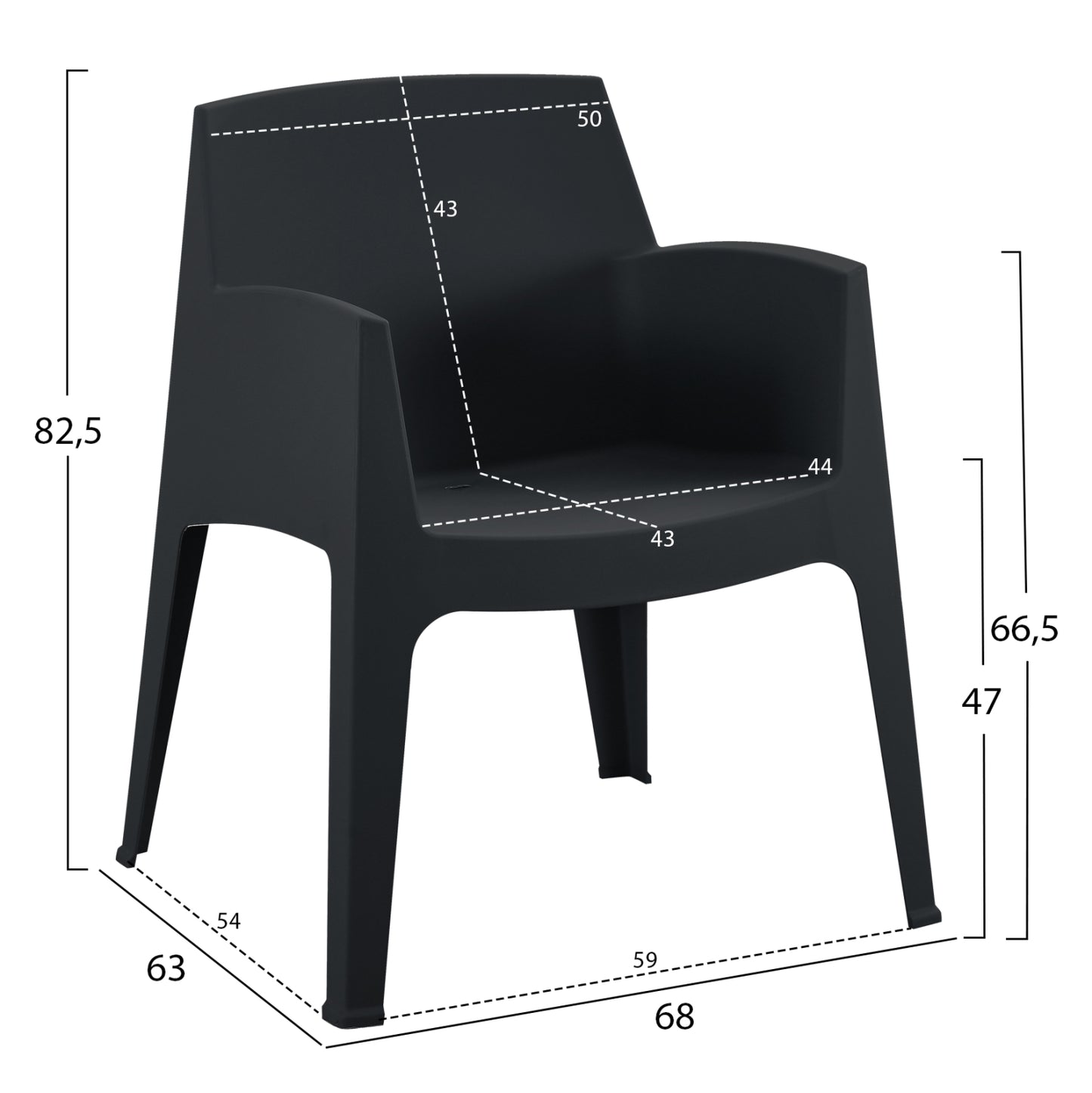 ΠΟΛΥΘΡΟΝΑ ΠΟΛΥΠΡΟΠΥΛΕΝΙΟΥ SLEEK ΜΑΥΡΗ 68x63x82,5