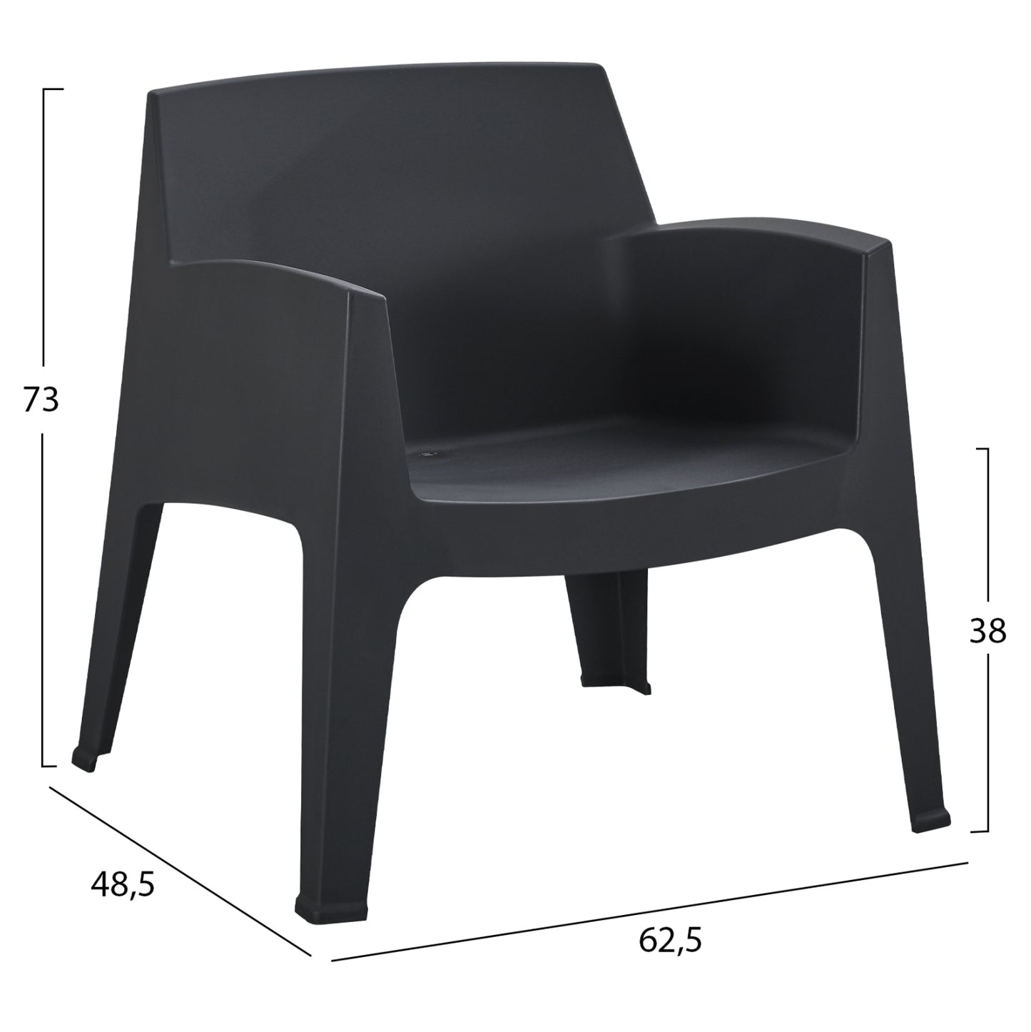 ΠΟΛΥΘΡΟΝΑ ΠΟΛΥΠΡΟΠΥΛΕΝΙΟΥ LOUNGE SLEEK ΜΑΥΡΟ 62x68x73