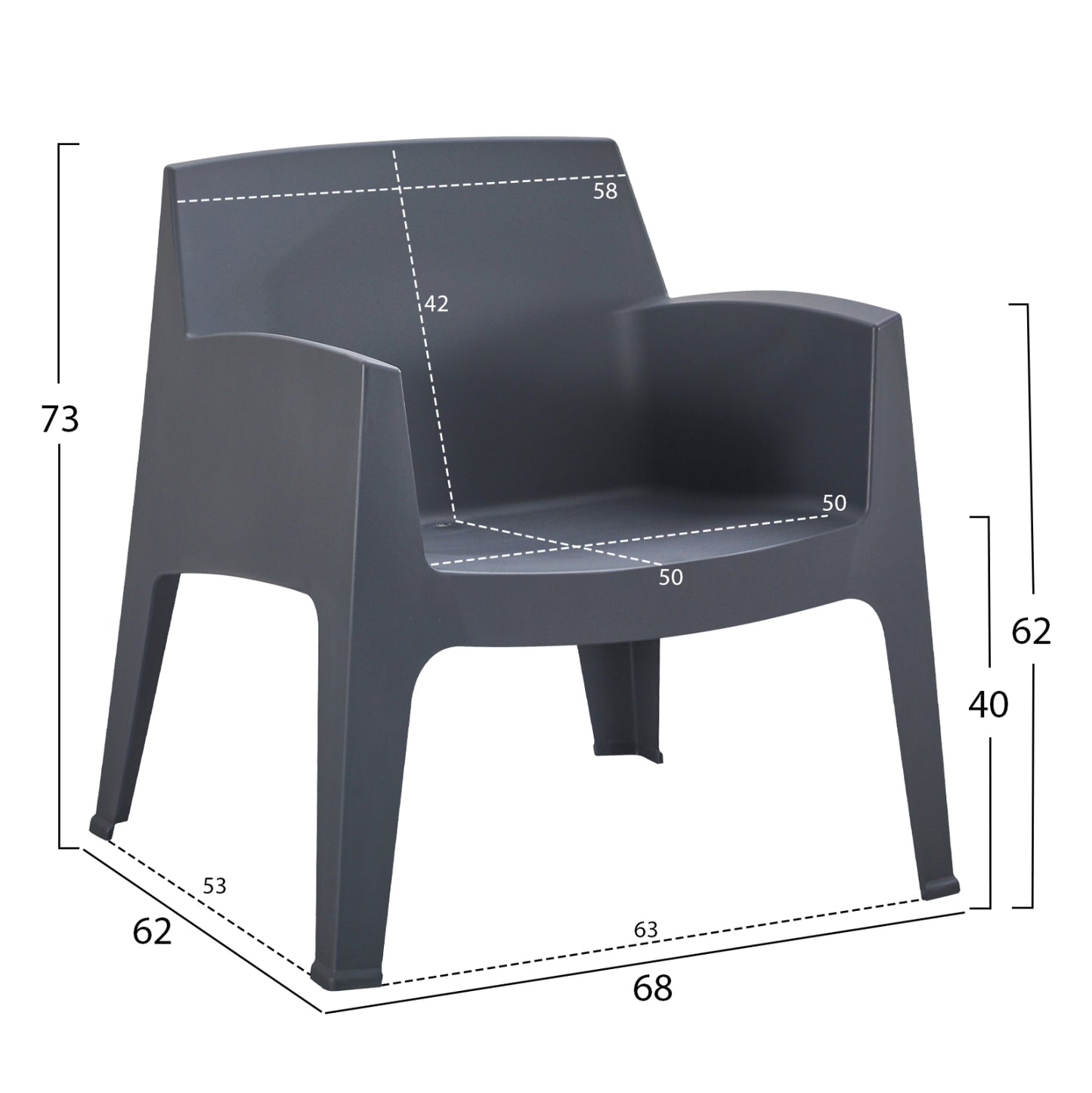 ΠΟΛΥΘΡΟΝΑ ΠΟΛΥΠΡΟΠΥΛΕΝΙΟΥ LOUNGE SLEEK ΓΚΡΙ 62x68x73