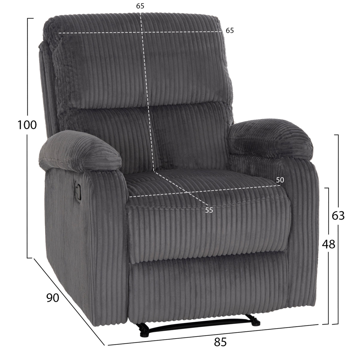 DIONI RELAX ARMCHAIR GREY STRIPED FABRIC 85x90x100